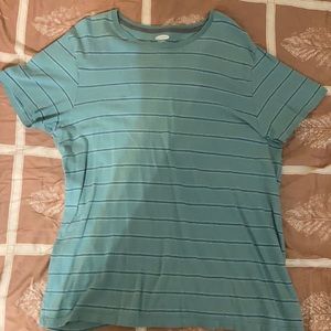 Sea green blue and white striped t-shirt